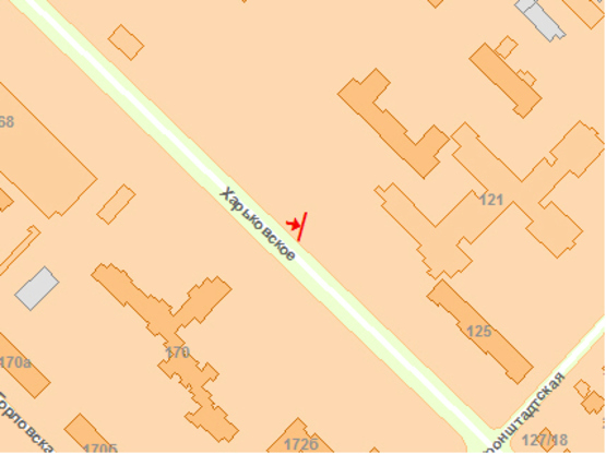 Схема рекламной плоскости по адресу Харьковское шоссе 123-125