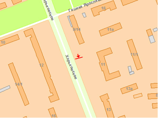 Схема рекламной плоскости по адресу Харьковское шоссе 11