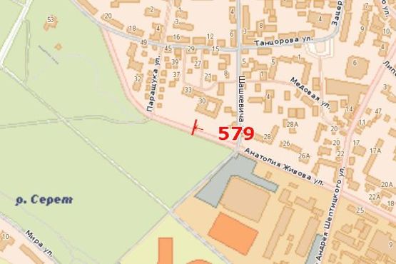 Схема рекламної площини за адресою Анатолія Живова вул., 30