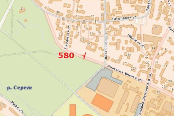 Схема рекламной плоскости по адресу Анатолія Живова вул., 30