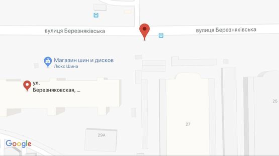 Схема рекламной плоскости по адресу Березняковская 27, к Днепровской наб