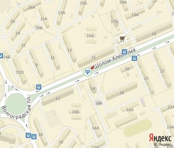 Схема рекламной плоскости по адресу Шолом-Алейхема ул., 15 (разделитель, 500 м. к рынку "Юность")