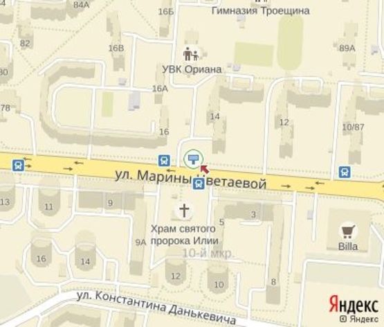 Схема рекламной плоскости по адресу Цветаевой М. ул., 14