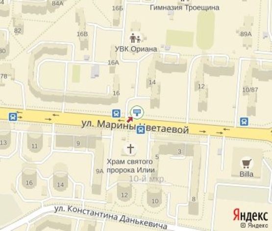 Схема рекламной плоскости по адресу Цветаевой М. ул., 14