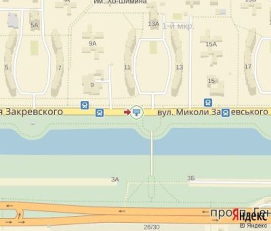 Схема рекламной плоскости по адресу Закревского Н. ул., 11 (напротив)