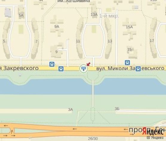 Схема рекламной плоскости по адресу Закревского Н. ул., 11 (напротив)