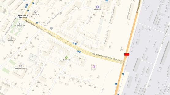 Схема рекламной плоскости по адресу Ул. Набережная, поворот на пр-т Шевченко