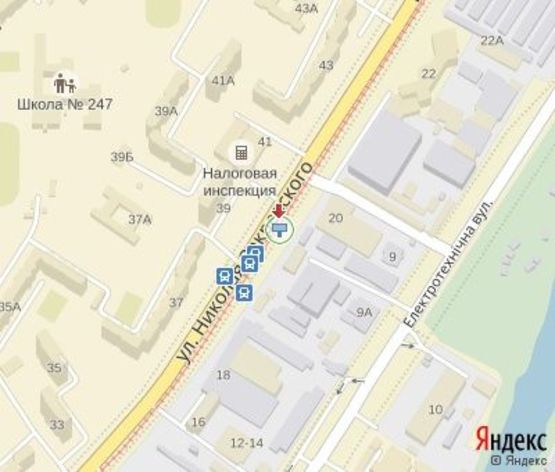 Схема рекламной плоскости по адресу Закревского Н. ул., 39 (напротив), 250м. от "МЕТРО"