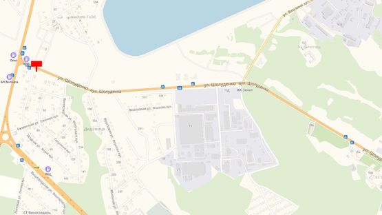 Схема рекламної площини за адресою Ул. Шолуденко, за знаком "Вышгород"