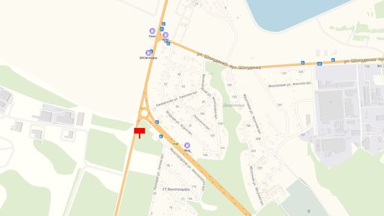 Схема рекламной плоскости по адресу Трасса Р-02 "Киев-Овруч", 350 м. до поворота в г. Вышгород из г. Киева (пл. Шевченко), справа