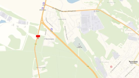 Схема рекламної площини за адресою Трасса Р-02, 400 м. до поворота на ул. Богатырская, из Киева в Вышгород