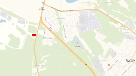 Схема рекламної площини за адресою Трасса Р-02, 200 м. от дорожного знака "Вышгород" в направлении из Киева в Вышгород