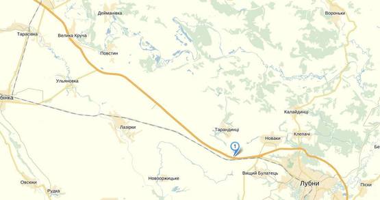 Схема рекламної площини за адресою трасса Киев-Харьков/ с.Пышное (200 км.)