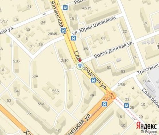 Схема рекламной плоскости по адресу Славгородская ул., 4 - 100 м. до Тростянецкой ул.