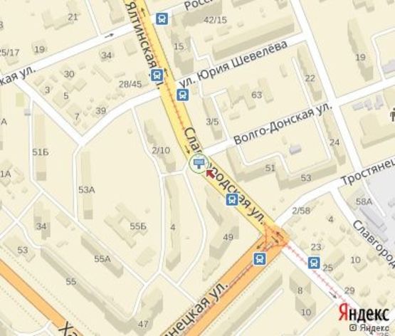 Схема рекламної площини за адресою Славгородская ул., 4 - 100 м. от Тростянецкой ул.