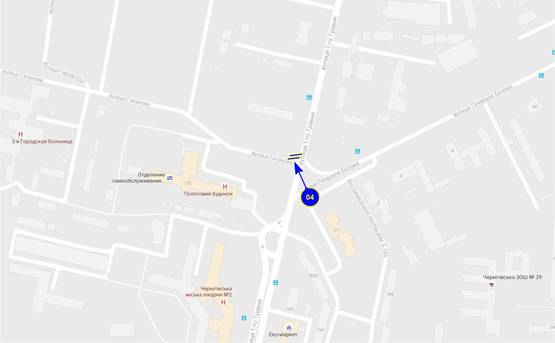 Схема рекламної площини за адресою ул. 1 Мая х ул. Белова (2-я горбольница, роддом) нижний