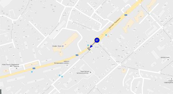 Схема рекламної площини за адресою просп. Победы х ул. Попудренко (низ)