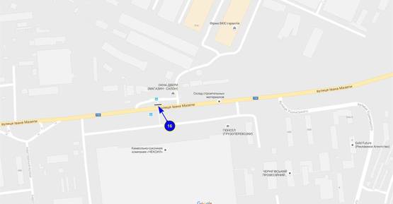 Схема рекламной плоскости по адресу ул. Щорса (ост. Чексил) (левый)