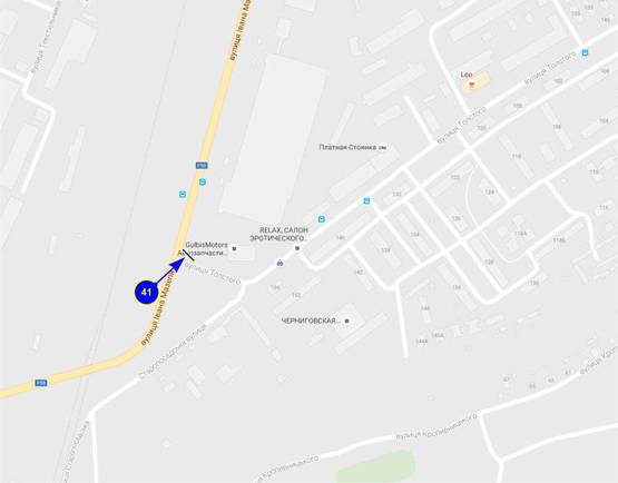 Схема рекламной плоскости по адресу ул. Щорса х ул. Толстого