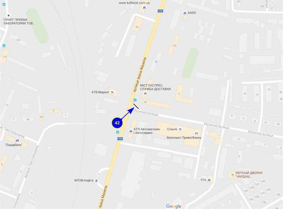 Схема рекламной плоскости по адресу ул. Щорса х ул. Музыкальная