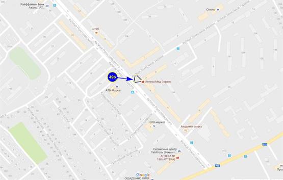 Схема рекламної площини за адресою ул. Рокоссовского х ул. Одинцова (сторона B)