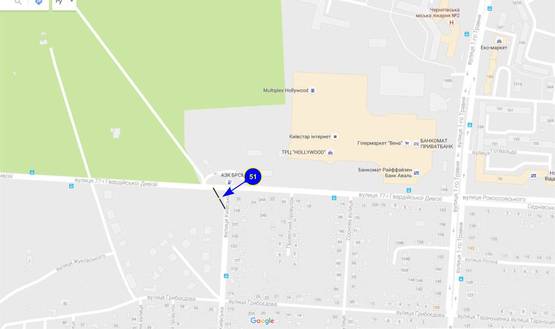 Схема рекламної площини за адресою ул. Киевская х ул. Проектная