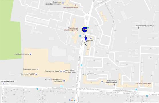 Схема рекламной плоскости по адресу 1 Мая, 2-я горбольница, маркет ЭКО (сторона B)