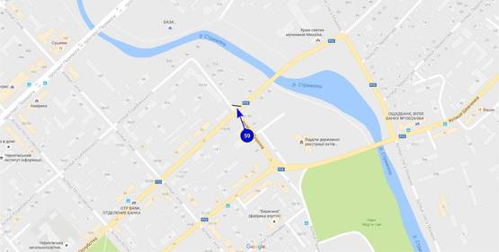 Схема рекламної площини за адресою ул. Гетьмана Полуботка х ул. Пушкина