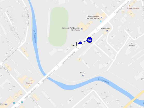 Схема рекламної площини за адресою проспект Победы 110 (сторона A)