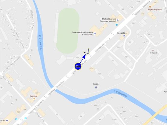 Схема рекламної площини за адресою проспект Победы 110 (сторона B)