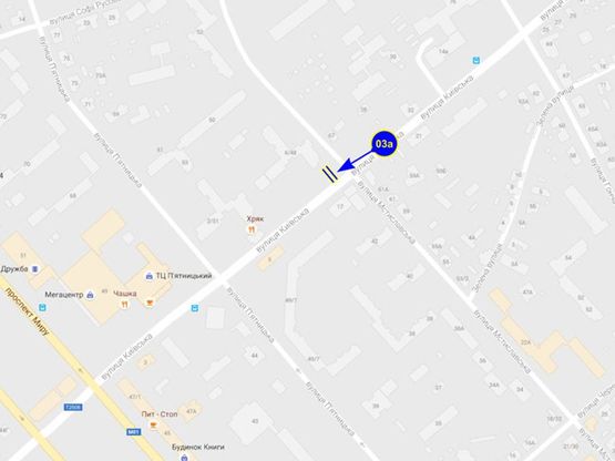 Схема рекламної площини за адресою ул. Киевская х ул. Мстиславская (сторона A)