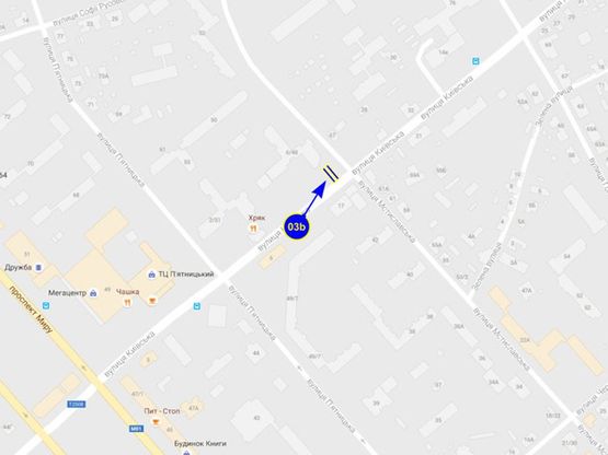 Схема рекламної площини за адресою ул. Киевская х ул. Мстиславская (сторона B)