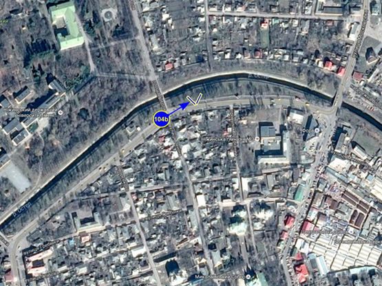 Схема рекламной плоскости по адресу г. Нежин, набережная 11г (сторона Б)