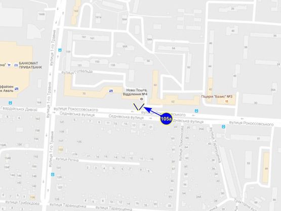 Схема рекламной плоскости по адресу ул. Рокоссовского 68 (сторона А)