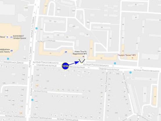 Схема рекламної площини за адресою ул. Рокоссовского 68 (сторона Б)