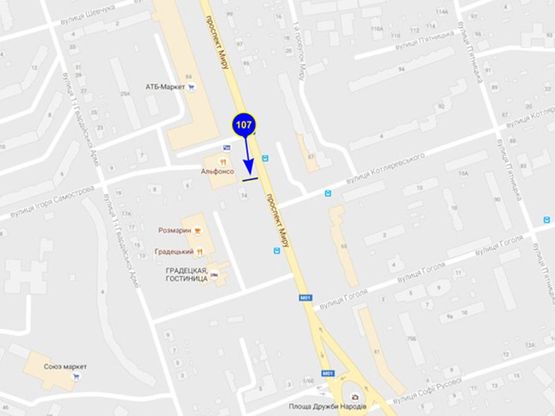 Схема рекламної площини за адресою проспект Мира 74