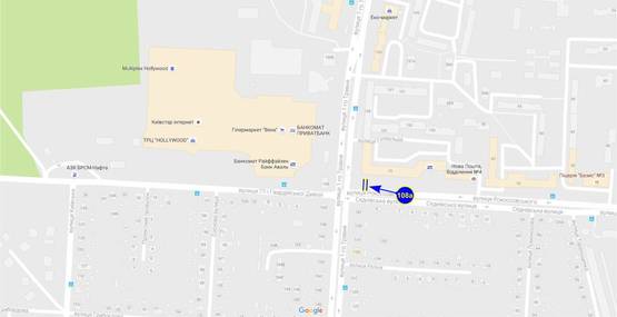 Схема рекламної площини за адресою ул 1 мая х ул Рокоссовского (сторона А)