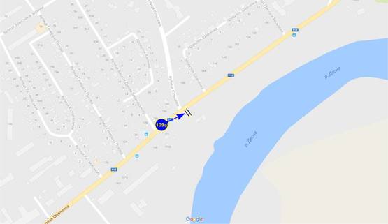 Схема рекламной плоскости по адресу ул. Шевченко х ул. Кольцевая (сторона А)