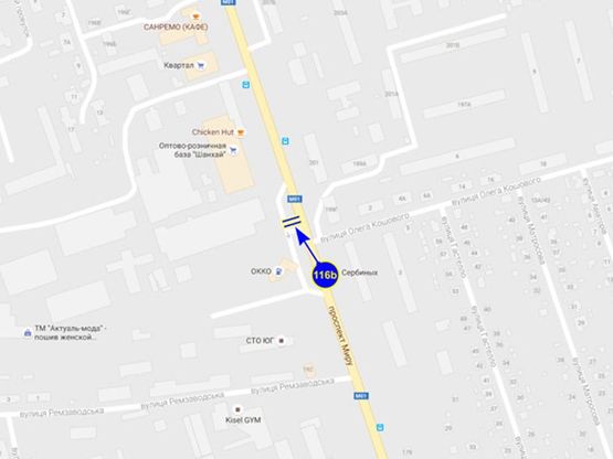 Схема рекламної площини за адресою проспект Мира х ул. Кошевого (сторона Б)