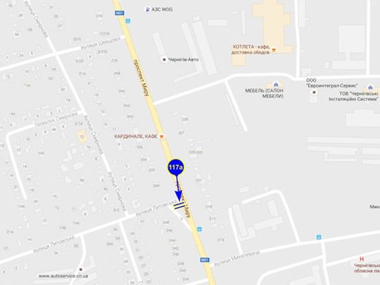 Схема рекламної площини за адресою проспект Мира х ул. Кирова (сторона А)