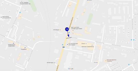 Схема рекламної площини за адресою ул. Щорса 60 (правый)