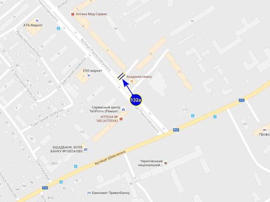 Схема рекламной плоскости по адресу ул. Рокоссовского 6 (сторона А)