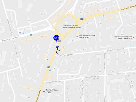 Схема рекламной плоскости по адресу ул. Мазепы х ул. Попудренко (сторона Б)