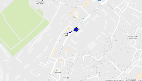 Схема рекламной плоскости по адресу ул. Щорса 25 (сторона А)