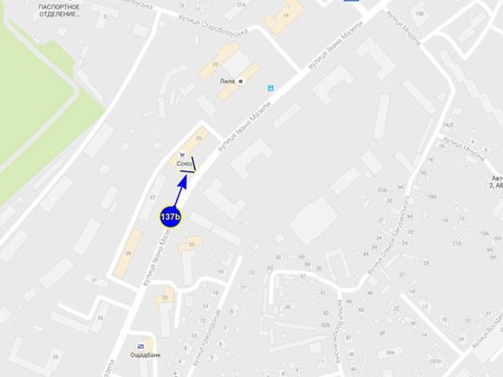 Схема рекламної площини за адресою ул. Мазепы 25 (сторона Б)