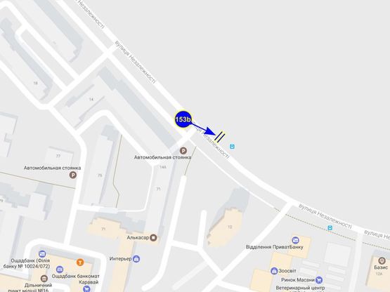 Схема рекламної площини за адресою ул. Незалежности 14а (сторона Б)