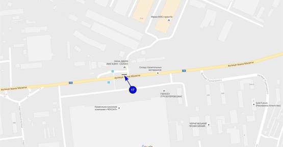 Схема рекламной плоскости по адресу ул. Щорса (ост. Чексил) (правый)