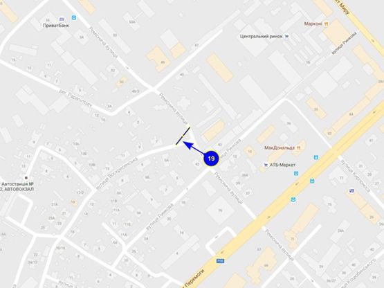 Схема рекламной плоскости по адресу ул. Комсомольская х ул. Муринсона (левый)