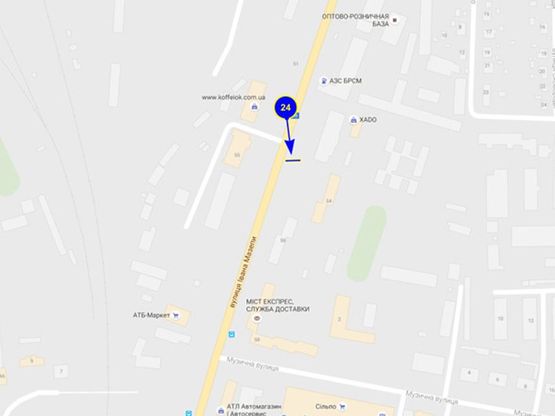 Схема рекламной плоскости по адресу ул. Мазепы, 53 (заправка/сервис Ника)