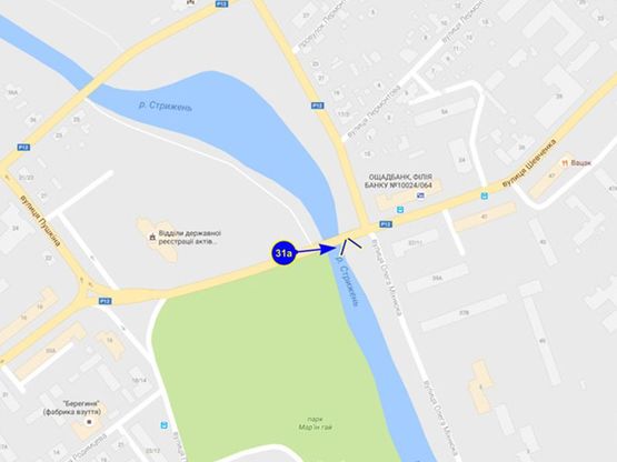 Схема рекламної площини за адресою ул. Шевченко, 37 (красный мост) (сторона А)